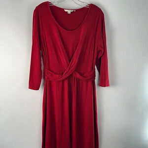 Boden Emma Tunic Jersey Knit Twist Pullover Dress 14 Stretch 3/4 Sleeve